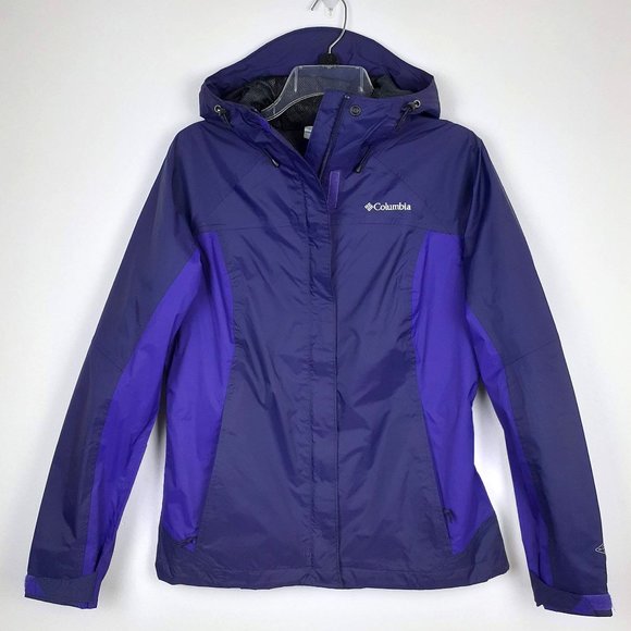 Columbia Waterproof Omnitech Rain Jacket. Size S. Purple/blue Full zip. Hood - Picture 1 of 12